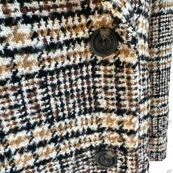 Free Assembly XSmall Brown Black Plaid Tweed Lined Button Coat - Picture 2 of 5